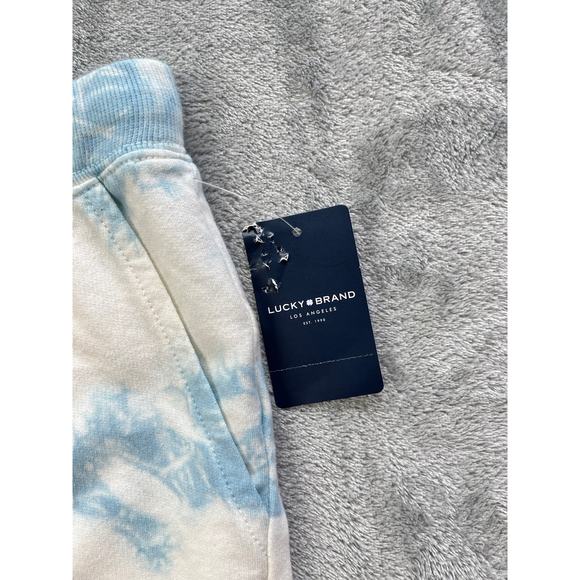 Lucky Brand NWT Tie Dye Lounge Shorts Medium Blue White Comfy Stretchy Waist - Picture 4 of 16